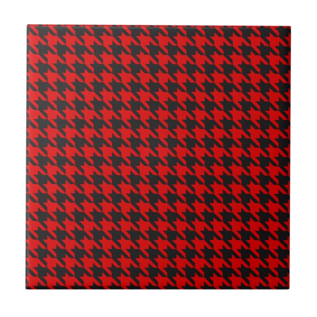 Red And Black Houndstooth Pattern Tile (Front)