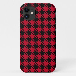 Red And Black Houndstooth Repeating Pattern iPhone 11 Case