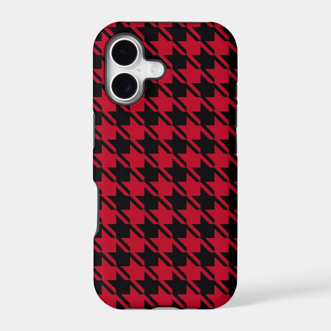 Red And Black Houndstooth Repeating Pattern Iphone Case (Back)