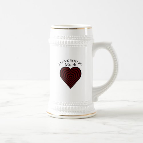 Red and black I love strips heart Beer Stein