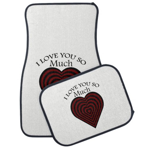 Red and black I love strips heart Car Floor Mat