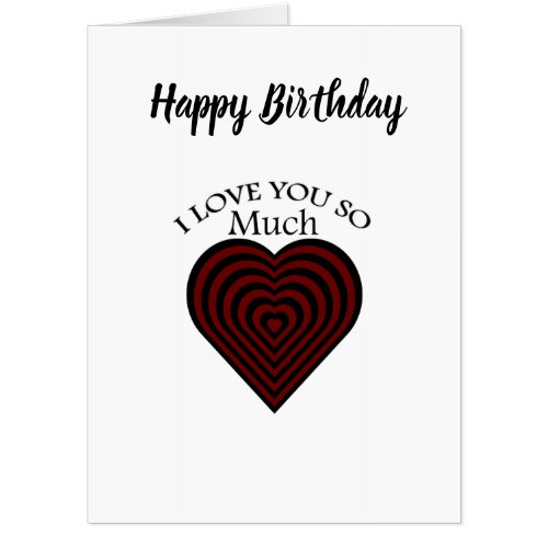 Red and black I love strips heart Card