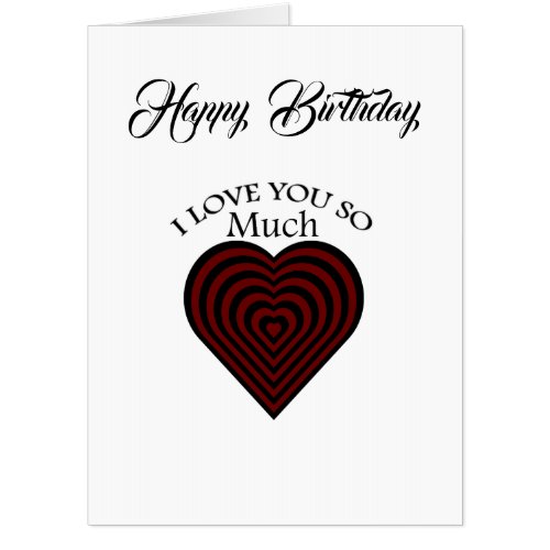 Red and black I love strips heart Card