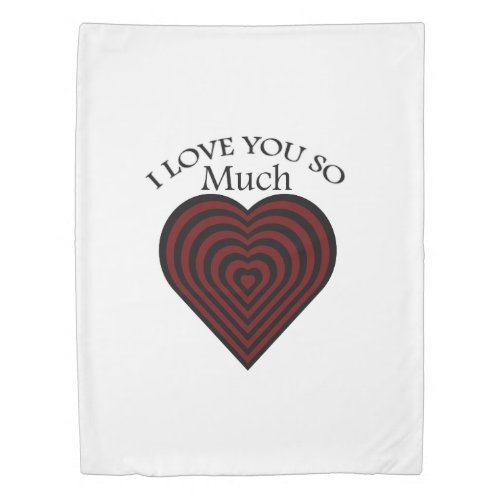 Red and black I love strips heart Duvet Cover