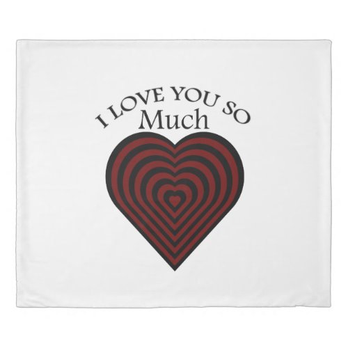 Red and black I love strips heart Duvet Cover