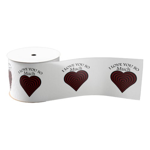 Red and black I love strips heart Grosgrain Ribbon