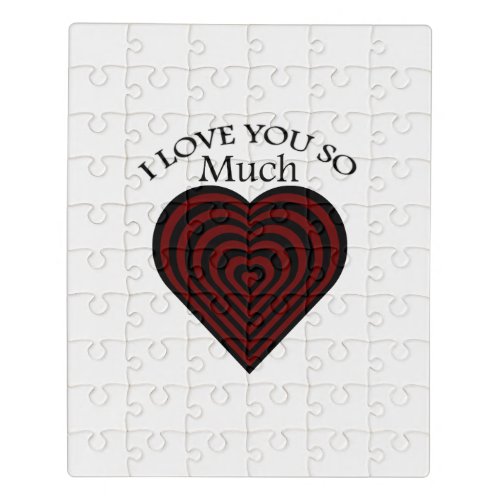 Red and black I love strips heart Jigsaw Puzzle