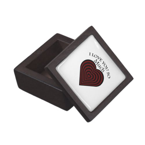 Red and black I love strips heart Keepsake Box