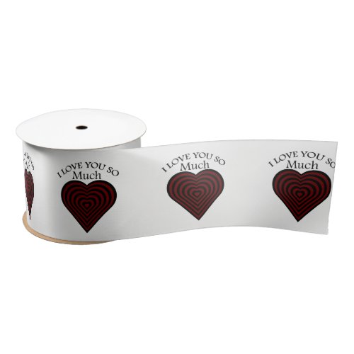 Red and black I love strips heart Satin Ribbon