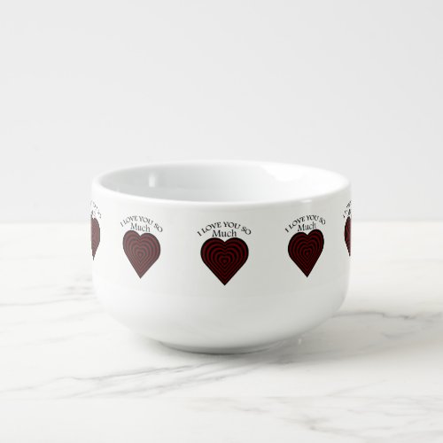 Red and black I love strips heart Soup Mug