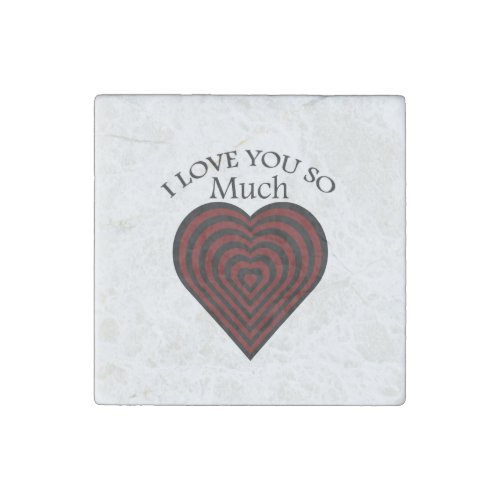 Red and black I love strips heart Stone Magnet