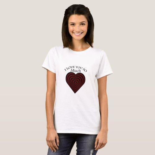 Red and black I love strips heart T_Shirt