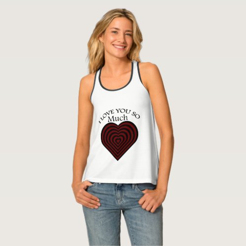 Red and black I love strips heart Tank Top