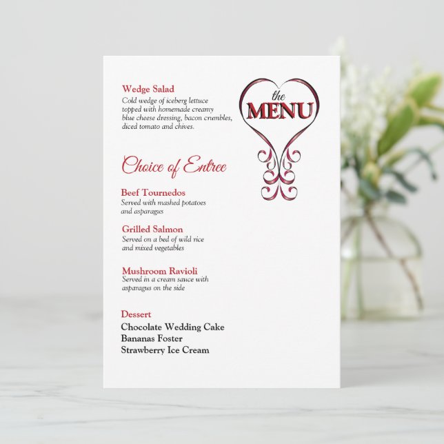 Red and Black Invitation Size Menu (Standing Front)