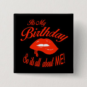 Red and Black It's My Birthday Button