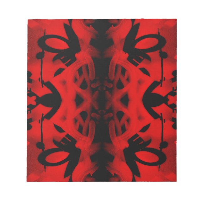 Red and black kaleidoscope graffiti notepad (Front)