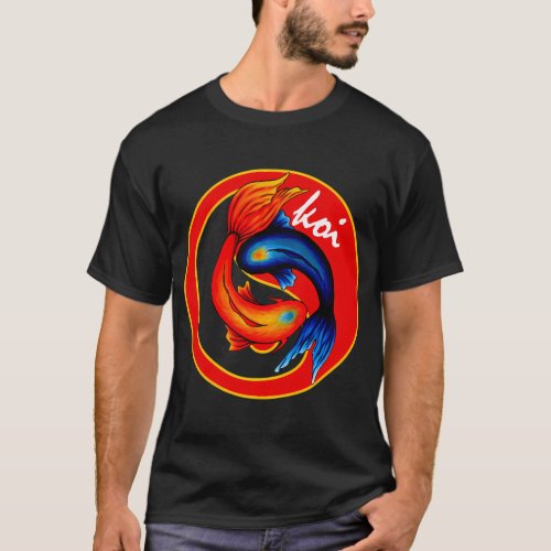 Red And Black Koi Carps Hand Drawn T-Shirt