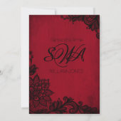 Red and Black Lace Gothic Bridal Shower Invitation (Back)