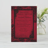 Red and Black Lace Gothic Bridal Shower Invitation (Standing Front)