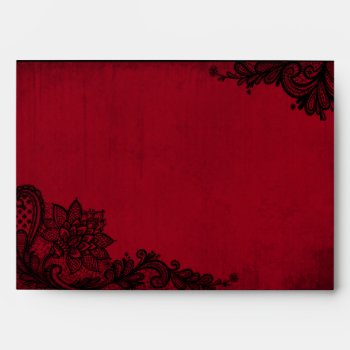 Red And Black Lace Gothic Wedding Envelopes by NouDesigns at Zazzle