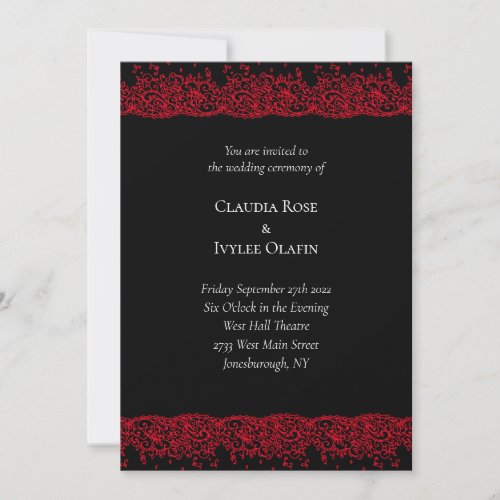 Red and Black Lace Gothic Wedding Invitation
