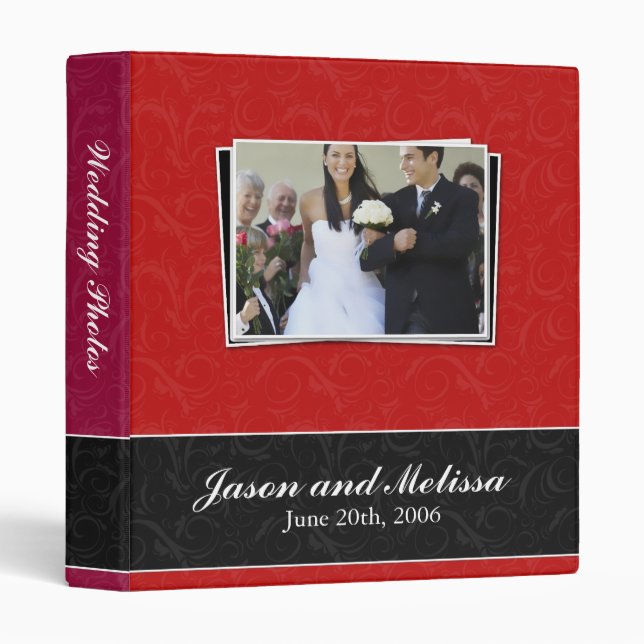 Red and Black Lace Wedding Binder (Front/Spine)