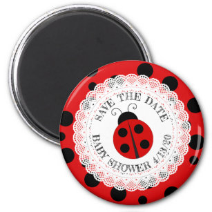 Red and Black Ladybug Baby Shower Reminder Magnet