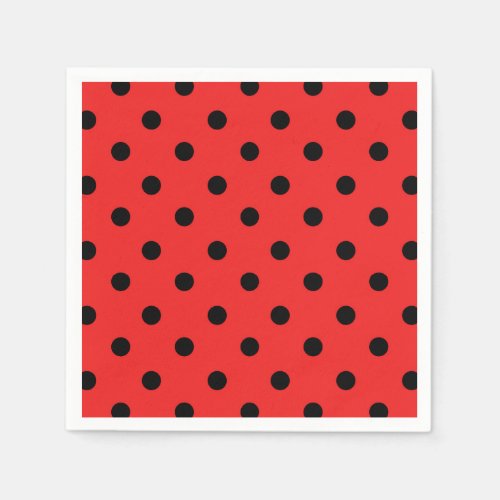 Red and Black Ladybug Pattern Birthday Party Napkins