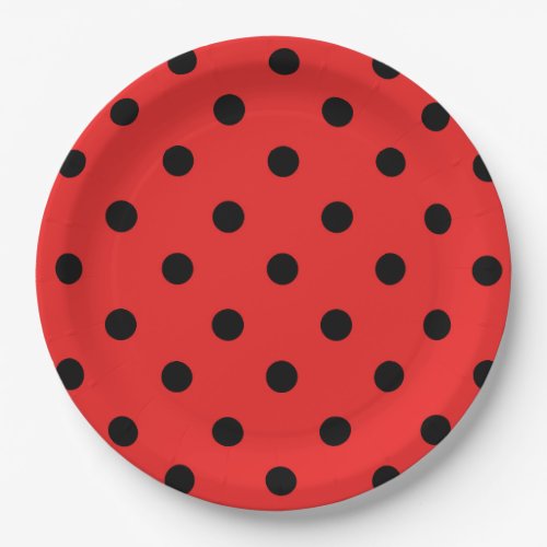 Red and Black Ladybug Pattern Birthday Party Paper Plates