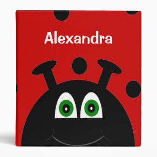 Red and Black Ladybug Personalized School 3 Ring Binder