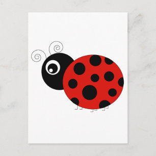 Red and Black Ladybug Postcard