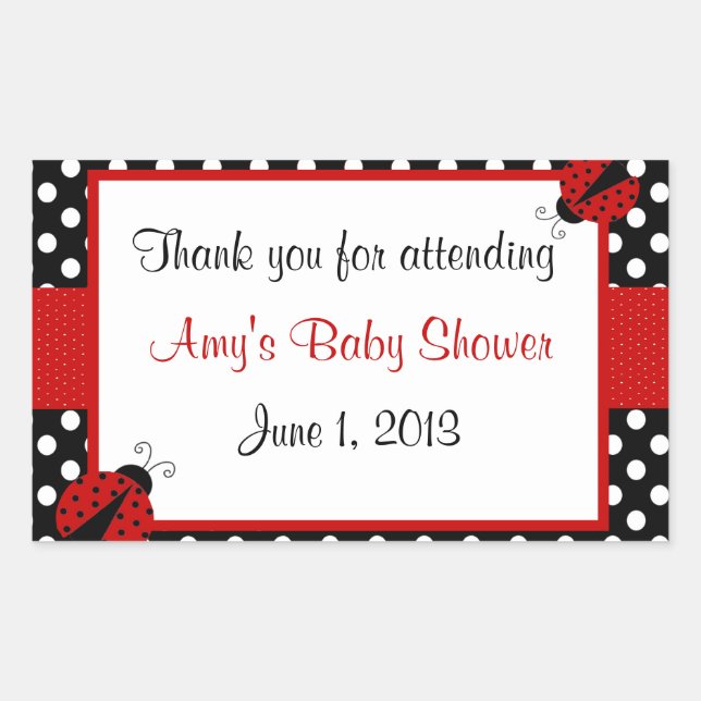 Red and Black Ladybug Thank You Sticker (Front)