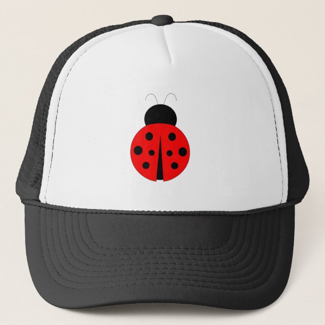 Red and Black Ladybug Trucker Hat (Front)