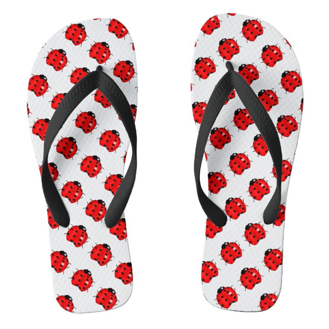 Red and Black Ladybugs Flip Flops (Footbed)