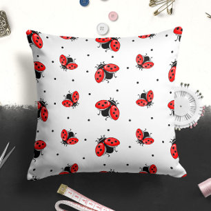 Red and Black Ladybugs Insect   Bug Throw Pillow 