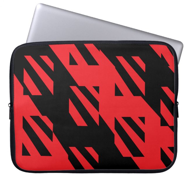 Red and Black Laptop Case With Abstract Pattern (Front)
