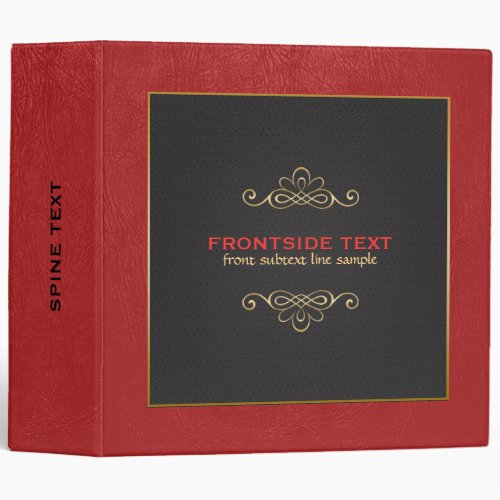 Red and black leather gold accent binder