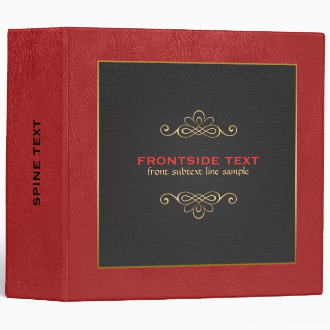 Red and black leather gold accent binder (Front/Spine)