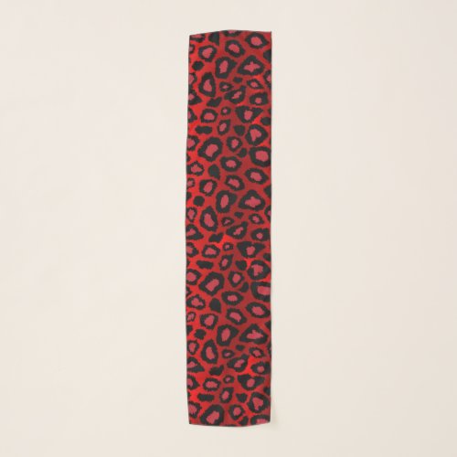 Red and Black Leopard Print  Scarf