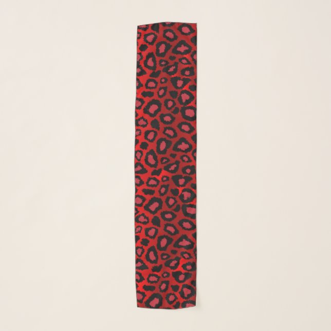 Red and Black Leopard Print  Scarf (Front)