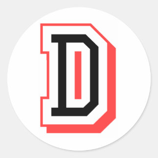Red and Black Letter D Classic Round Sticker