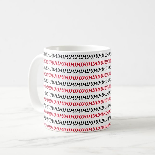 Red and black letters coffee mug (Front Left)