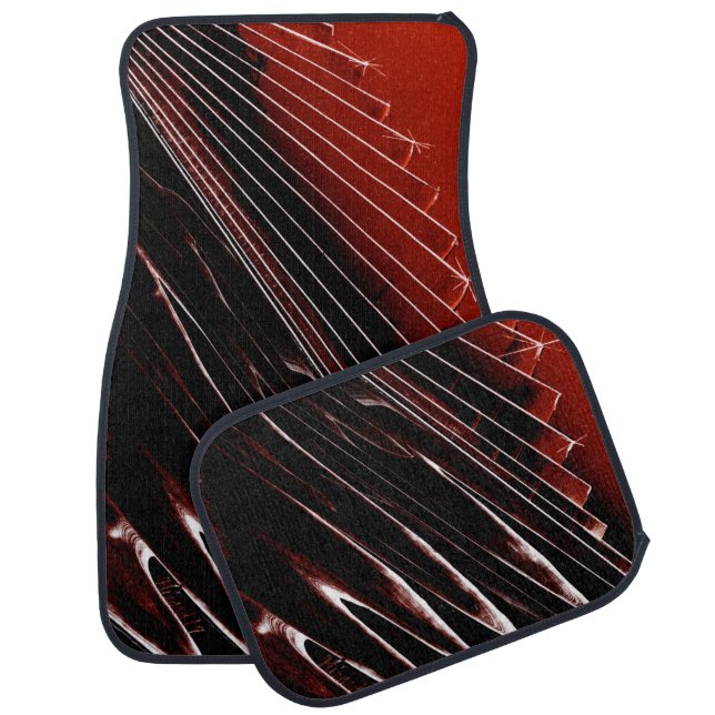 Red and black lined car floor mat (Set)