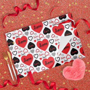 Red And Black Love Hearts Paper Placemat