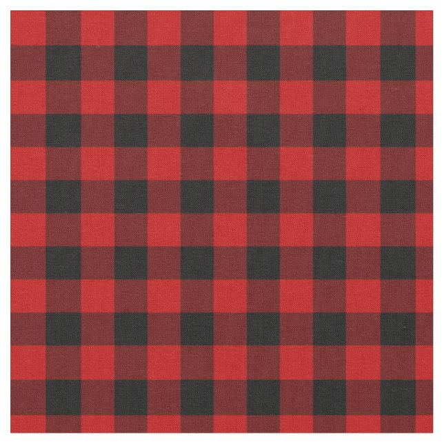 Red and Black Lumberjack Plaid Fabric (Close Up)