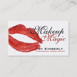 Red and Black Makeup Artist Business Cards