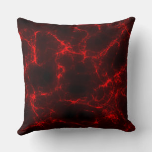 Red and Black Marble abstract Throw Pillow