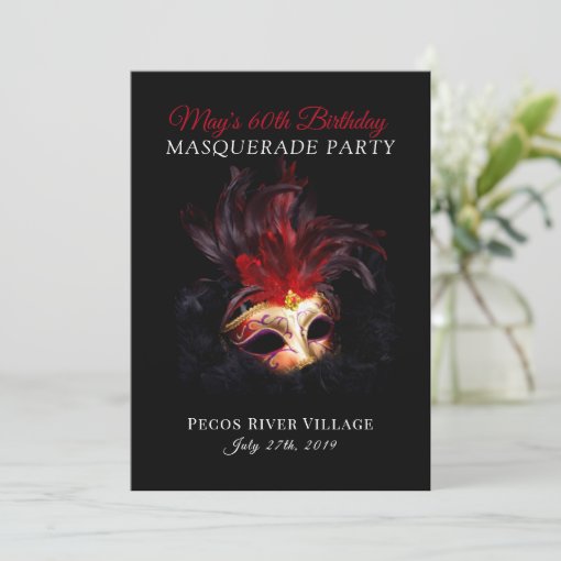 Red and Black Masquerade Party Invitation | Zazzle