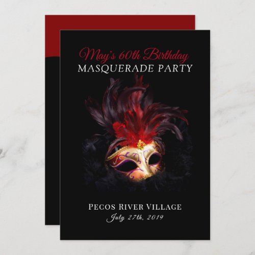 Red and Black Masquerade Party Invitation
