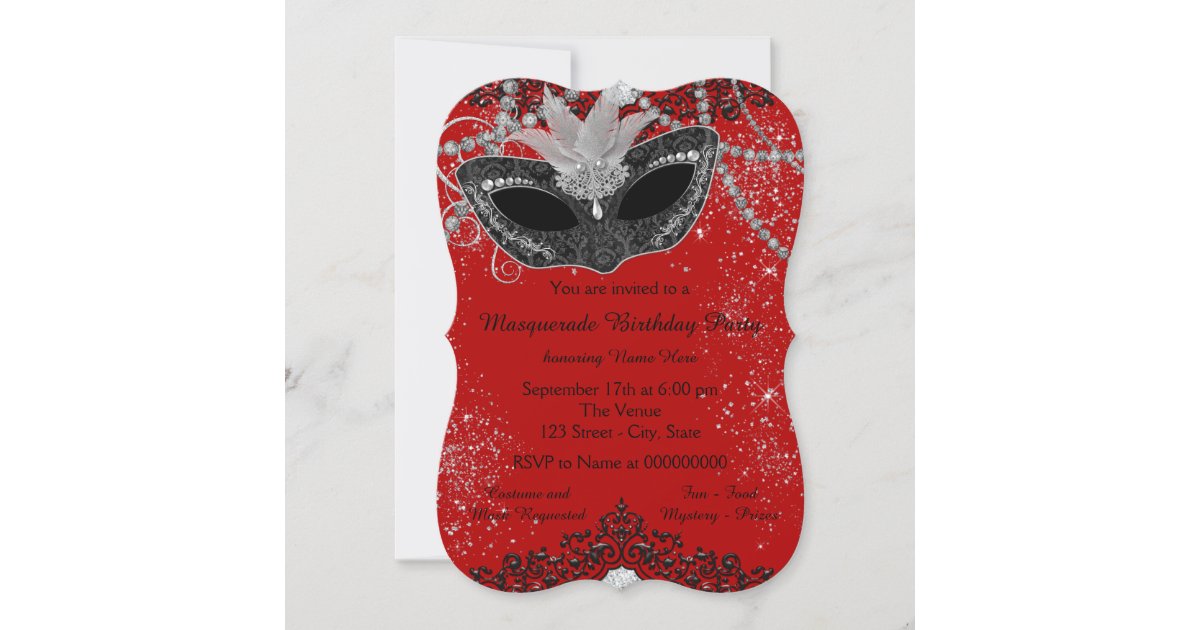 Red and Black Masquerade Party Invitation | Zazzle